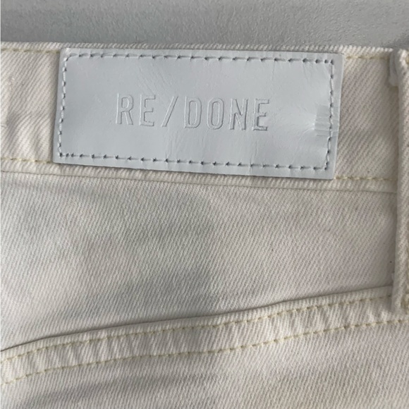 RE/DONE Stove Pipe Jeans  24  Women High Rise Straight Vintage White Crop Jeans - Picture 12 of 14